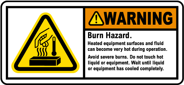 Burn Hazard Heated Equipment Label