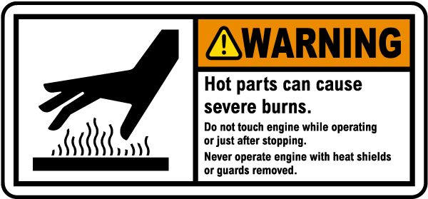Warning Hot Parts Do Not Touch Label