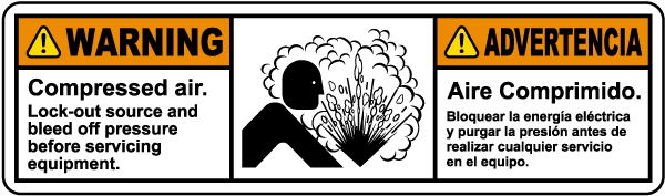 Bilingual Moving Parts Present Lock Out Before Servicing Label