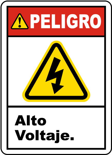 Spanish Danger High Voltage Label