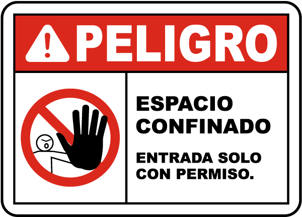 Spanish Confined Space Enter By Permit Only Sign