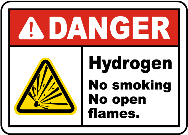 Danger Hydrogen No Smoking Label