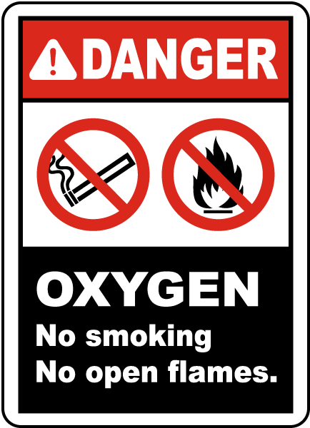 Oxygen No Smoking No Open Flame Label
