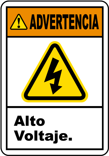 Spanish Warning High Voltage Label