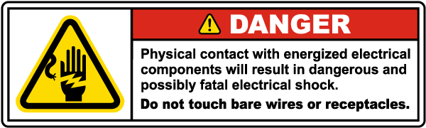 Do Not Touch Bare Wires Label