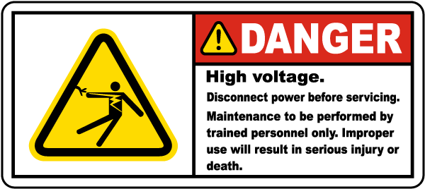 Danger High Voltage Disconnect Label