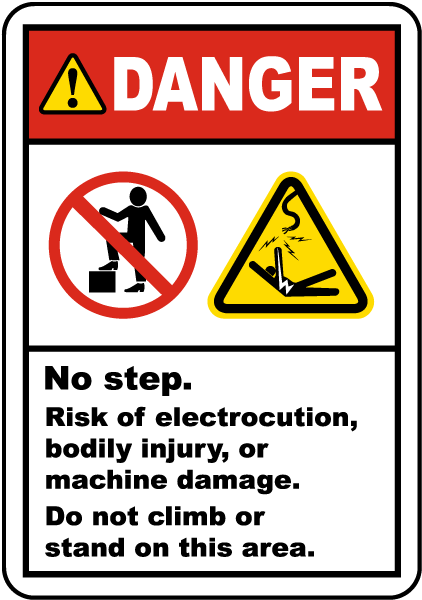 No Step Risk of Electrocution Label