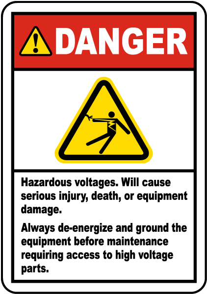 Danger Hazardous Voltages Label