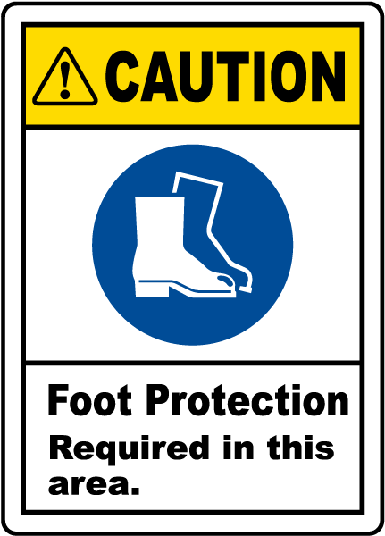 Caution Foot Protection Required Label