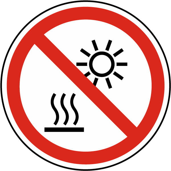 Do Not Expose to Direct Sunlight or Hot Surface Label