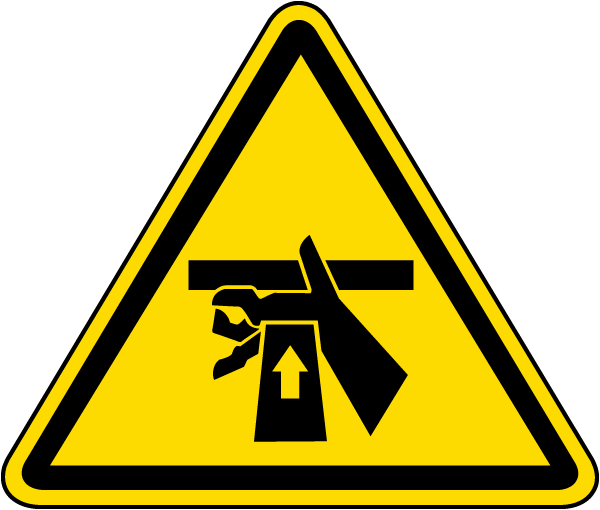 Hand Crush from Below Warning Label