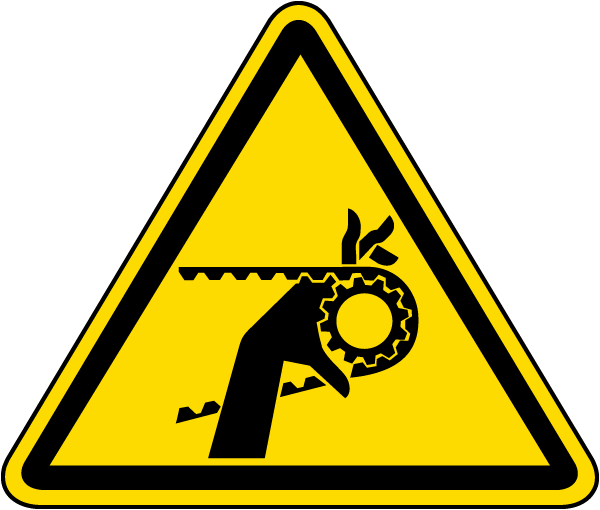 Notched Belt Drive Hand Entanglement Warning Label