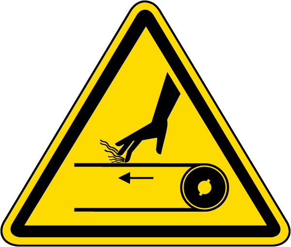 Hand Abrasion Belt Drive Warning Label