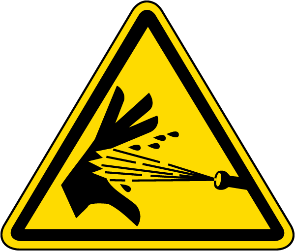 Pressurized Water Jet Skin Puncture Warning Label