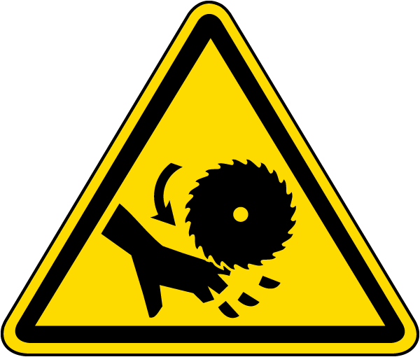 Cutting of Fingers Warning Label