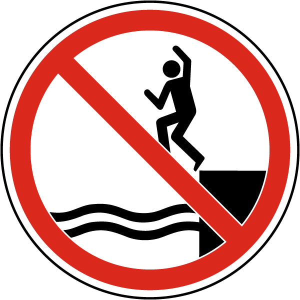 No Jumping Into Water Label