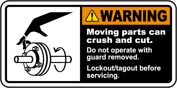 Warning Moving Parts Lockout/Tagout Label
