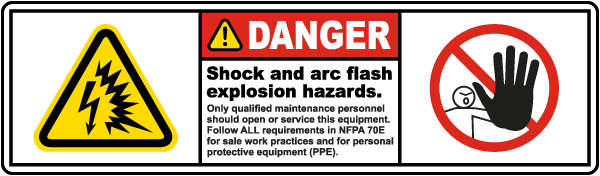 Danger Arc Flash And Shock Hazard Label