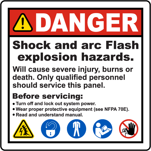 Danger Arc Flash And Shock Hazard Label
