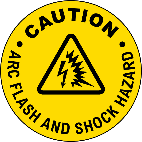 Caution Arc Flash And Shock Hazard Floor Label