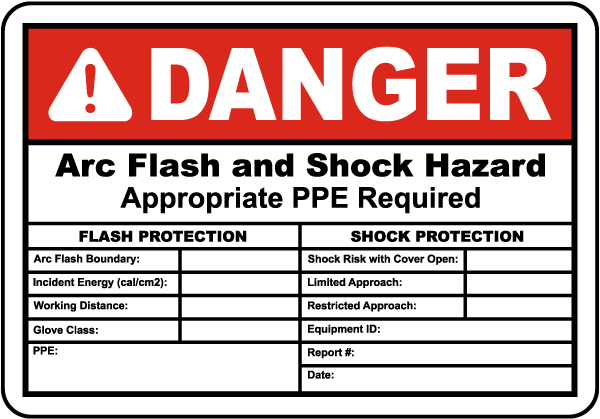 Danger Arc Flash And Shock Hazard Label