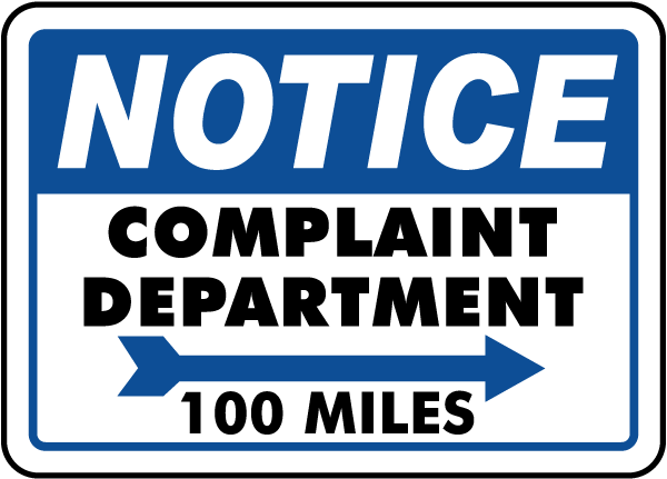 Complaint Department Sign