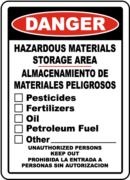 Hazardous Materials Storage Area Sign