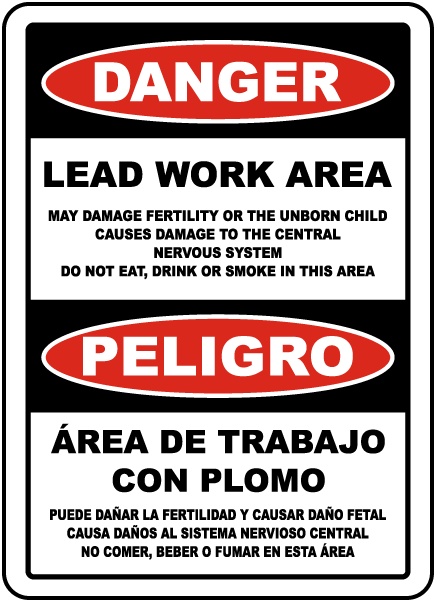 Bilingual OSHA Lead Work Area Sign