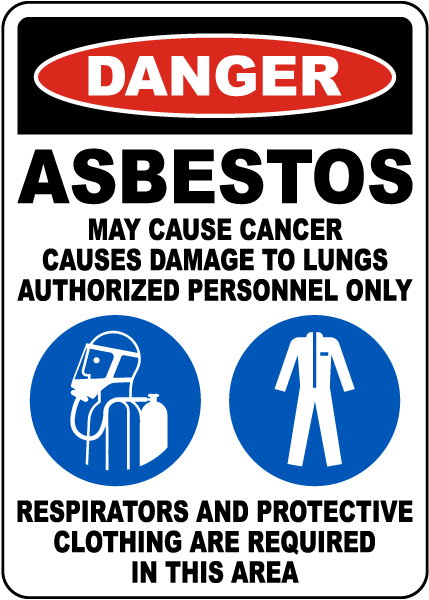 Danger Asbestos Protective Equipment Required Sign