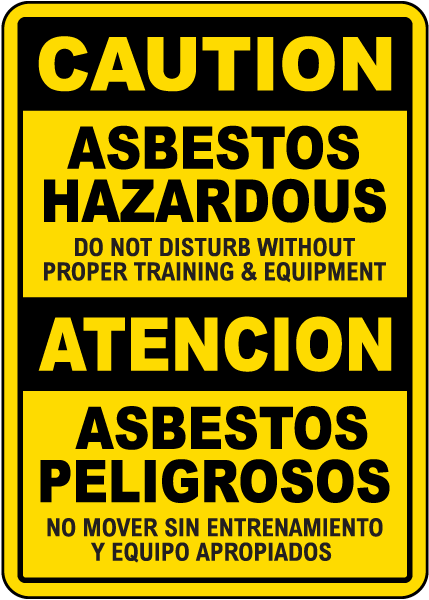 Bilingual Caution Asbestos Hazardous Sign