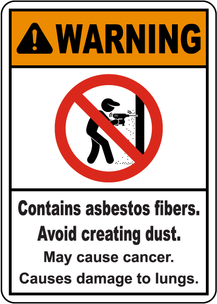 Warning Contains Asbestos Fibers Sign