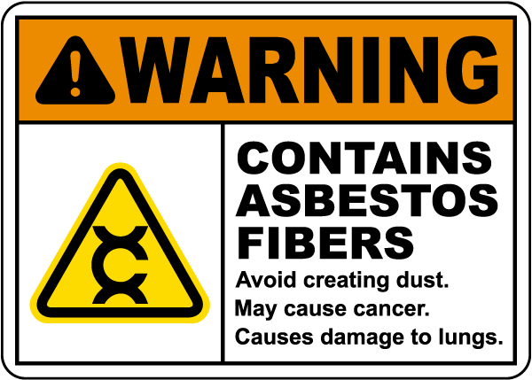 Warning Contains Asbestos Fibers Sign