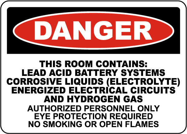 Danger Lead Acid Battery Systems Sign