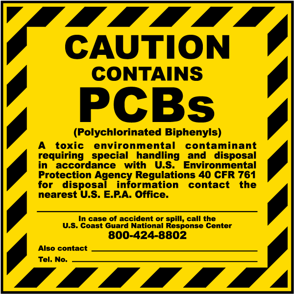 Caution Contains PCBs Label