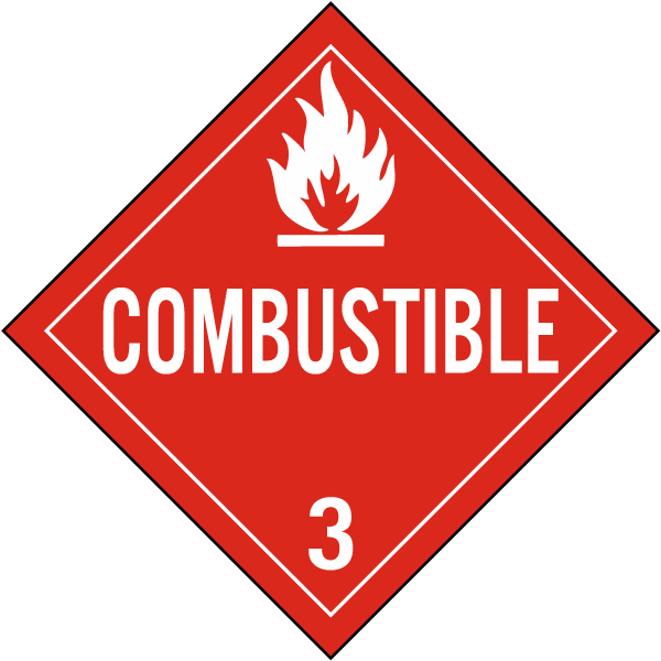 Combustible Class 3 Placard
