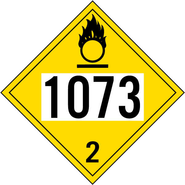 UN# 1073 Class 2 Oxygen Placard