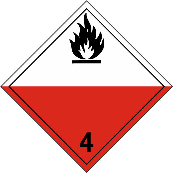 Spontaneously Combustible Class 4 Placard