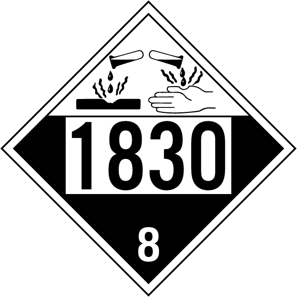 UN # 1830 Class 8 Corrosive Placard