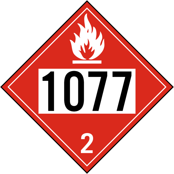 UN # 1077 Flammable Gas Class 2 Placard