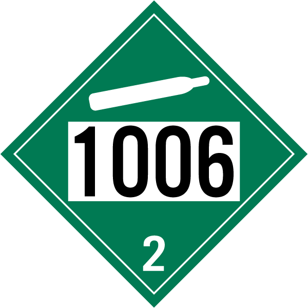 UN # 1006 Non-Flammable Gas Class 2 Placard