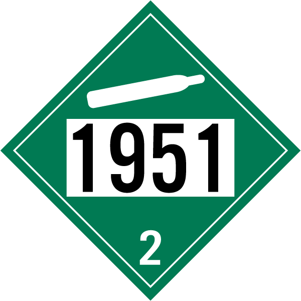 UN # 1951 Non-Flammable Gas Class 2 Placard