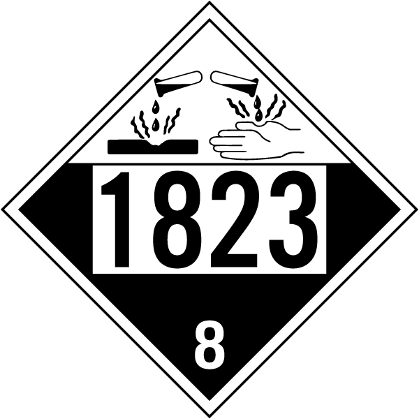 UN # 1823 Class 8 Corrosive Placard