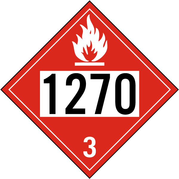 UN # 1270 Flammable Liquid Class 3 Placard
