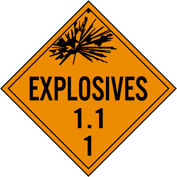 Explosive Class 1.1 Placard