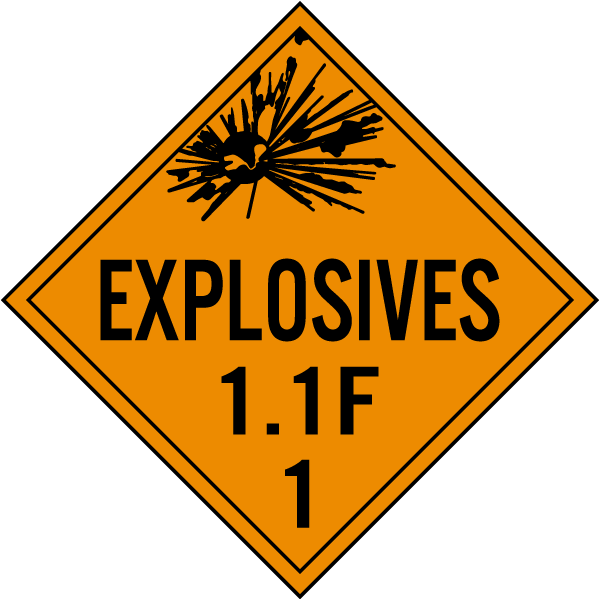 Explosive Class 1.1F Placard