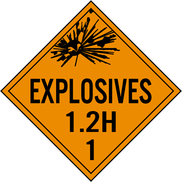 Explosive Class 1.2H Placard
