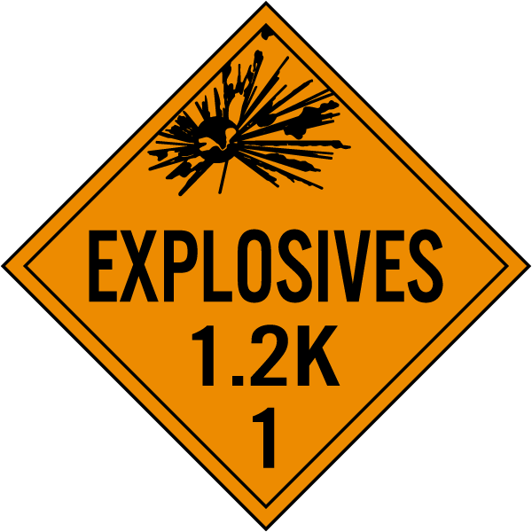 Explosive Class 1.2K Placard