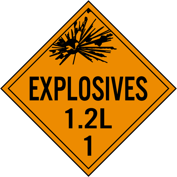 Explosive Class 1.2L Placard