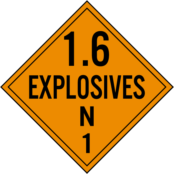 Explosive Class 1.6N Placard