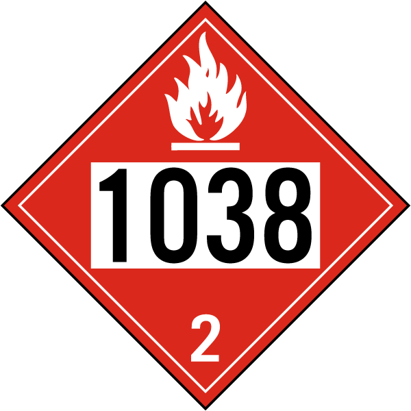 UN #1038 Hazard Class 2 Placard